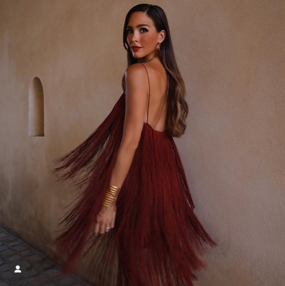 NWT ZARA STRAPPY FRINGE MIDI DRESS BROWN - Picture 6 of 8